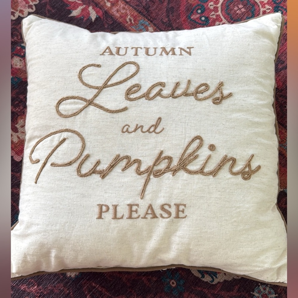 Autumn Leaves and Pumpkins Decorative Pillow
